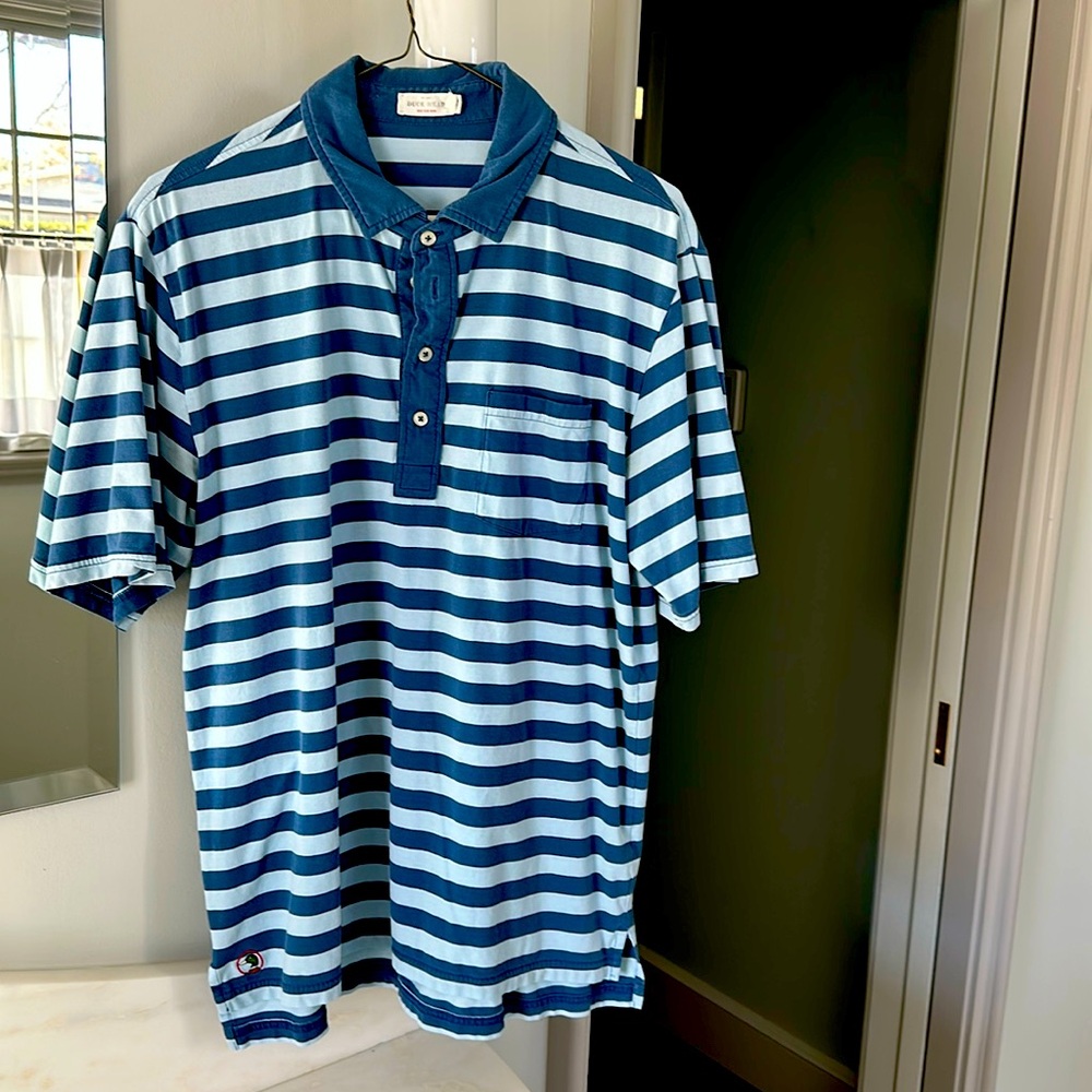 Medium navy and light blue Duckhead short sleeve shirt